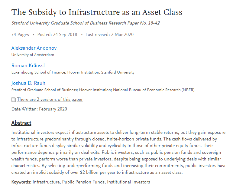 The Subsidy to Infrastructure as an Asset Class — Burgiss